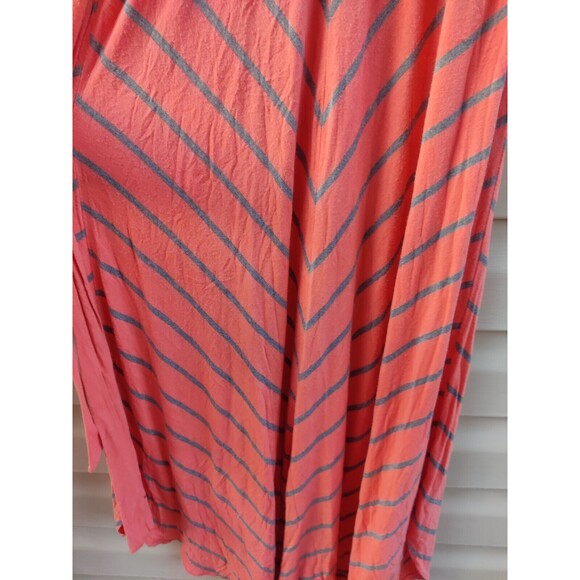 Liz Lang Maternity Womens Size XS TP Maxi Dress Orange Gray Stripe Tie Belt Baby - Picture 7 of 12